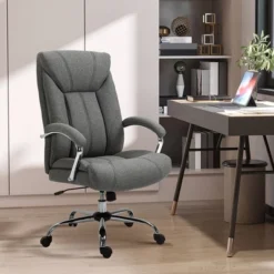 Vinsetto High Back Home Office Chair, Computer Desk Chair With Lumbar Back Support And Adjustable Height, Gray