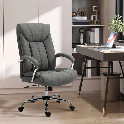 Vinsetto High Back Home Office Chair, Computer Desk Chair With Lumbar Back Support And Adjustable Height, Gray
