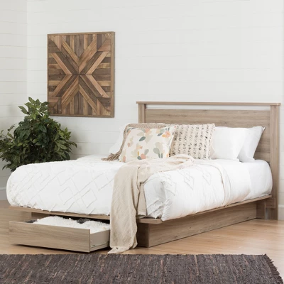Queen Primo Platform Bed With Drawer Rustic Oak - South Shore - Image 3