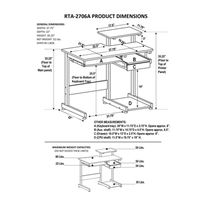 Complete Computer Workstation Desk Gray - Techni Mobili - Image 6