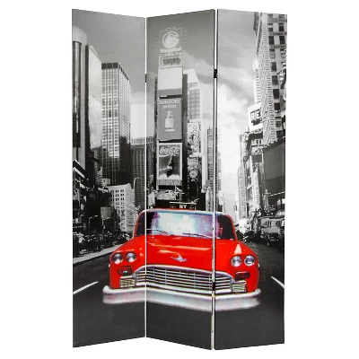 6 Ft. Tall New York City Taxi Double Sided Room Divider - Oriental Furniture