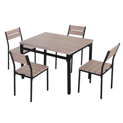 HOMCOM 5-Piece Dining Table Furniture Set Modern Industrial Table With 4 Chairs For Dining Room, Kitchen - Image 3