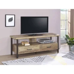 Morello 2 Drawer TV Stand For TVs Up To 65" Weathered Pine - Coaster