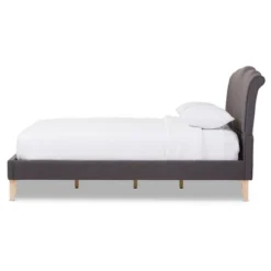 Queen Fannie French Classic Modern Style Polyester Fabric Platform Bed Dark Gray - Baxton Studio