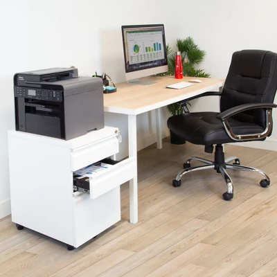 Mount-It! Mobile File Cabinet With 3 Drawers, Under Desk Rolling Storage , White - Image 2