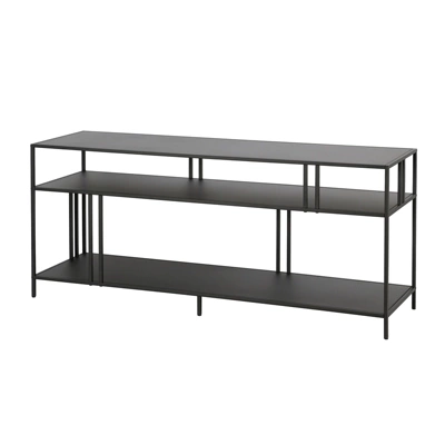 55" Black Metal TV Stand With Metal Shelves - Henn&Hart - Image 6