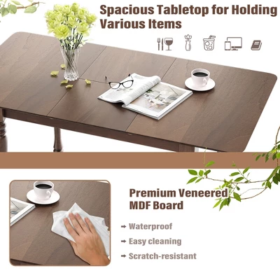 Costway Extension Dining Room Table Butter Leaf Rectangle Table W/ Hardwood Structure - Image 5