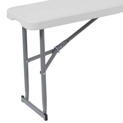 Flash Furniture 10.25''W X 71''L Bi-Fold Granite White Plastic Bench With Carrying Handle - Image 4