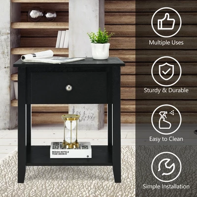 Costway Nightstand Beside Table Chest Sofa Table End Table Accent Table White - Image 5