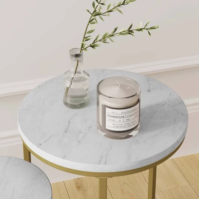 22" Lula Nesting Round Table Set Matte White/Marble Gold - Nathan James - Image 2