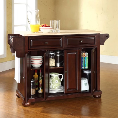 Alexandria Wood Top Full Size Kitchen Island/Cart Mahogany - Crosley - Image 2