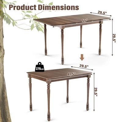 Costway Extension Dining Room Table Butter Leaf Rectangle Table W/ Hardwood Structure - Image 2