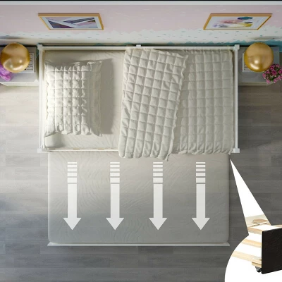 Costway Twin Size Trundle Daybed Wooden Slat Support Mattress Platform For Kids EspressoWhite - Image 5