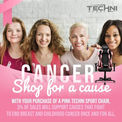 Ergonomic High Back Racer Style PC Gaming Chair Pink - Techni Sport - Image 12