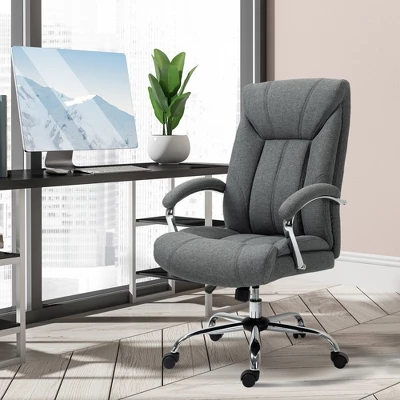 Vinsetto High Back Home Office Chair, Computer Desk Chair With Lumbar Back Support And Adjustable Height, Gray - Image 2