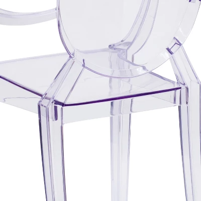 Emma And Oliver 4 Pack Oval Back Ghost Chair - Arms In Transparent Crystal - Stackable Side Chair - Image 5