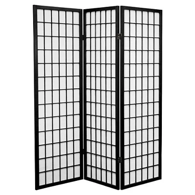 5 Ft. Tall Window Pane Shoji Screen - Black (3 Panels) - Image 2