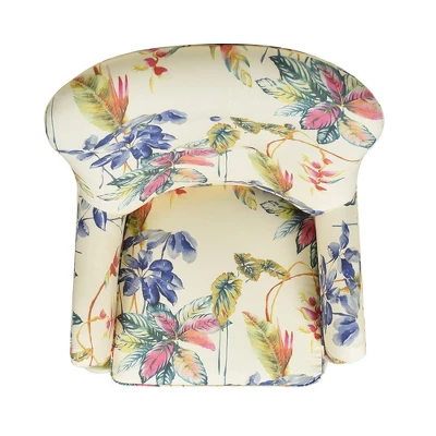 Jennifer Taylor Home Paradise Upholstered Arm Chair, Off-White/Floral Printed On Cotton - Image 4