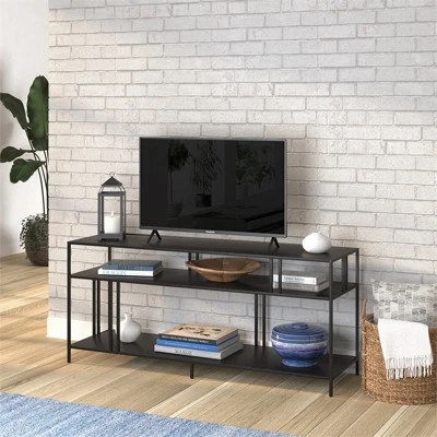 55" Black Metal TV Stand With Metal Shelves - Henn&Hart - Image 8