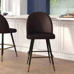Flash Furniture Lyla Set Of 2 Commercial Modern Armless Counter Stools With Contoured Backrests, Steel Frames And Footrests-Set Of 2