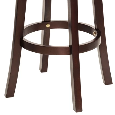 HOMCOM Traditional Bar Stool, 31 Inch Seat Height Barstool, Swivel PU Leather Upholstered Chair, With Cross Back And Rubberwood Frame - Image 5