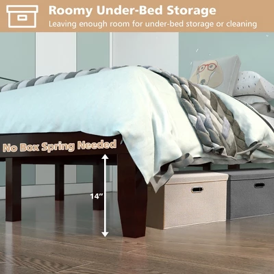 Costway Full Size Wood Bed Frame & Memory 8'' Foam Mattress Set CertiPUR-US Certified - Image 4