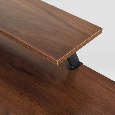 L Shape Industrial Desk With Storage Shelves Walnut - Techni Mobili - Image 17