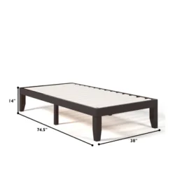 Costway Twin Size 14'' Wooden Bed Frame Mattress Platform Wood Slats Support EspressoNatural