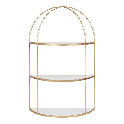 21" X 32" Freade Tiered Decorative Wall Shelf White/Gold - Kate & Laurel All Things Decor