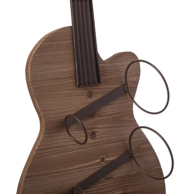 VintiquewiseBlack Metal Guitar Shaped Wine Rack Holder For Living Room, Dining, Or Entryway - Image 6