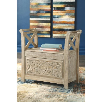 Fossil Ridge Accent Bench Whitewash - Signature Design By Ashley