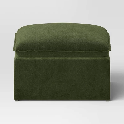 Haven Velvet Modular French Seam Sofa Ottoman Dark Green - Threshold⢠- Image 2