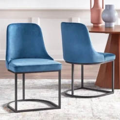 Mikita Barrel Back Dining Chair Blue - Angelo:HOME