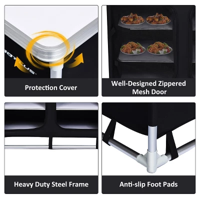 Costway Portable BBQ Aluminum Camping Table Kitchen Cook Station W/ Storage Organizer - Image 7