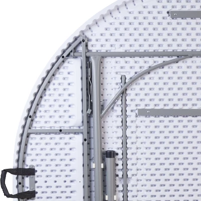 Flash Furniture 5.89-Foot Round Bi-Fold Granite White Plastic Banquet And Event Folding Table With Carrying Handle - Image 5