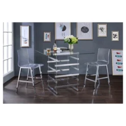 Counter Height Table Clear Chrome - Acme Furniture