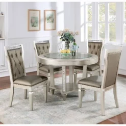 5pc Jenra Round Dining Set Champagne/Warm Gray - HOMES: Inside + Out