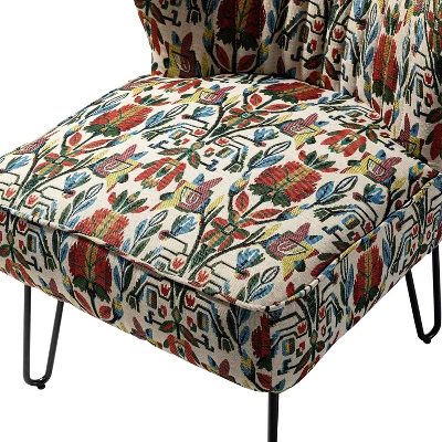 Bernarda Living Room Armless Accent Chair With Floral Pattern | Karat Home-FLORAL - Image 5