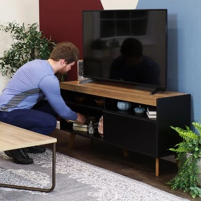 Sunnydaze Decor Sunnydaze Indoor Mid-Century Modern TV Stand Console With Storage Cabinet And Shelves For 58" TV - Image 12