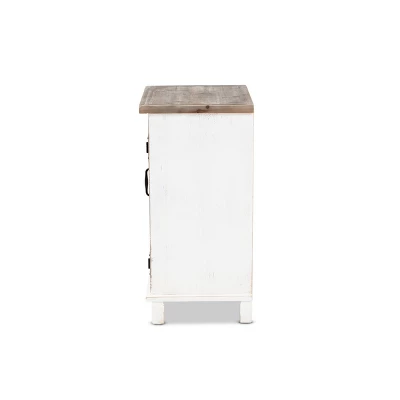 Faron Wood 1 Door Nightstand White/Oak Brown - Baxton Studio - Image 3