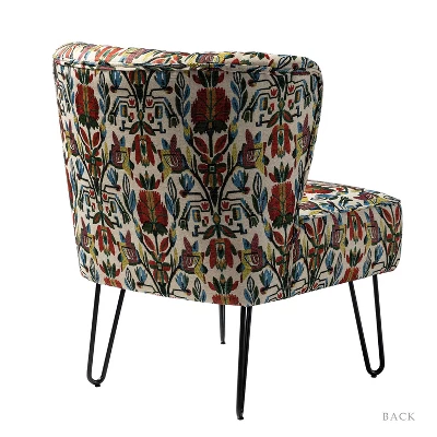 Bernarda Living Room Armless Accent Chair With Floral Pattern | Karat Home-FLORAL - Image 3