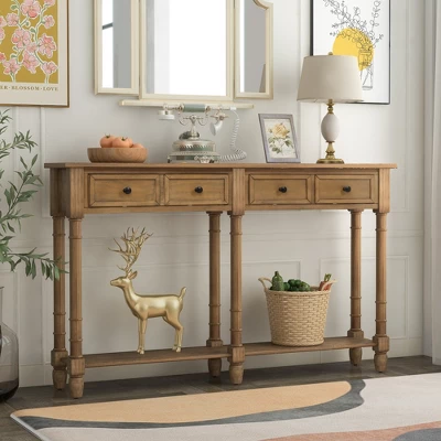 Console Table With Two Storage Drawers And Bottom Shelf-ModernLuxe - Image 7
