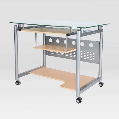 Rolling Computer Desk Glass/Silver - Techni Mobili - Image 4