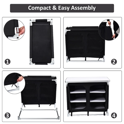 Costway Portable BBQ Aluminum Camping Table Kitchen Cook Station W/ Storage Organizer - Image 9