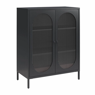 Luna Short 2 Door Accent Cabinet With Fluted Glass - Mr. Kate - Image 3