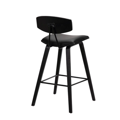 25.5" Fox Faux Leather Wood Counter Height Barstool - Armen Living - Image 4
