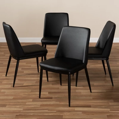 Set Of 4 Darcell Modern And Contemporary Faux Leather Upholstered Dining Chairs - Baxton Studio - Image 3
