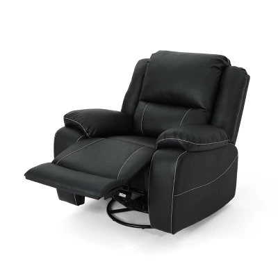 Malic Classic Tufted PU Leather Swivel Recliner - Christopher Knight Home - Image 2