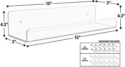 Sorbus Acrylic Wall Ledge Floating Shelf - Image 2