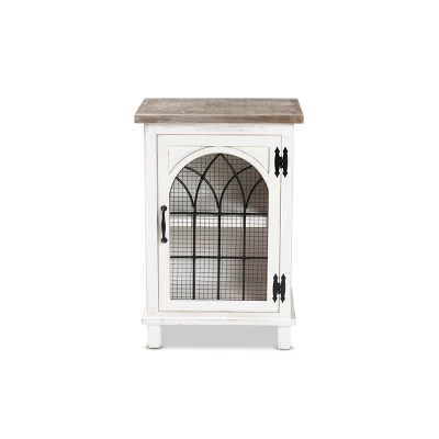 Faron Wood 1 Door Nightstand White/Oak Brown - Baxton Studio - Image 2